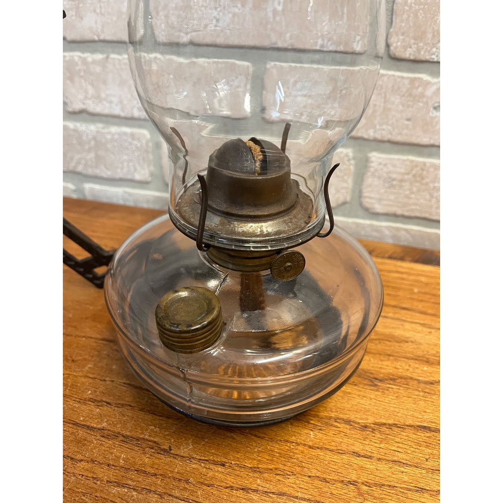 Antique Victorian Cast Iron Wall Bracket Oil Lamp Swing Arm Complete