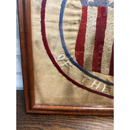 RARE Antique 1880s Loyal Americans of the Republic Stitched Banner Americana