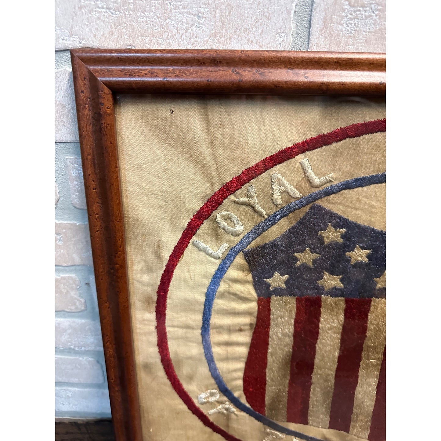 RARE Antique 1880s Loyal Americans of the Republic Stitched Banner Americana