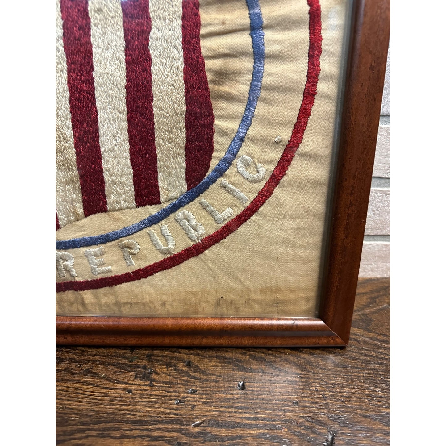 RARE Antique 1880s Loyal Americans of the Republic Stitched Banner Americana