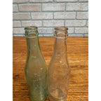 Vintage Pair of Pluto Water Science Glass Bottles Aqua Clear Physic