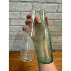 Vintage Pair of Pluto Water Science Glass Bottles Aqua Clear Physic