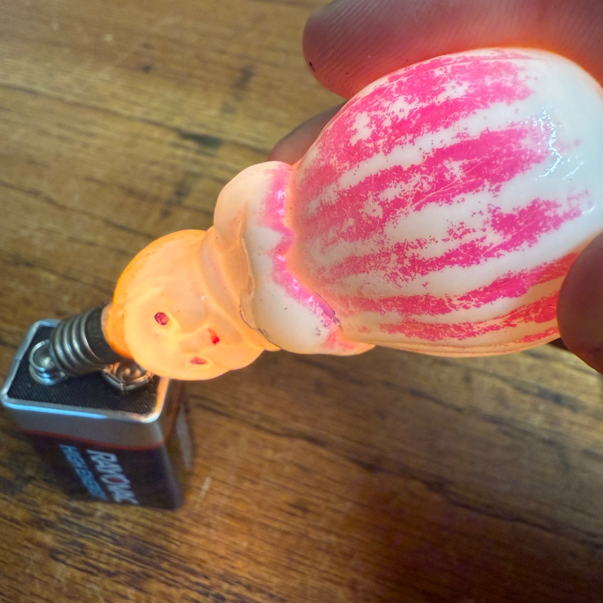 Vintage Christmas C6 Figural Glass Light Bulbs Santa, Chinese Lantern - Works!