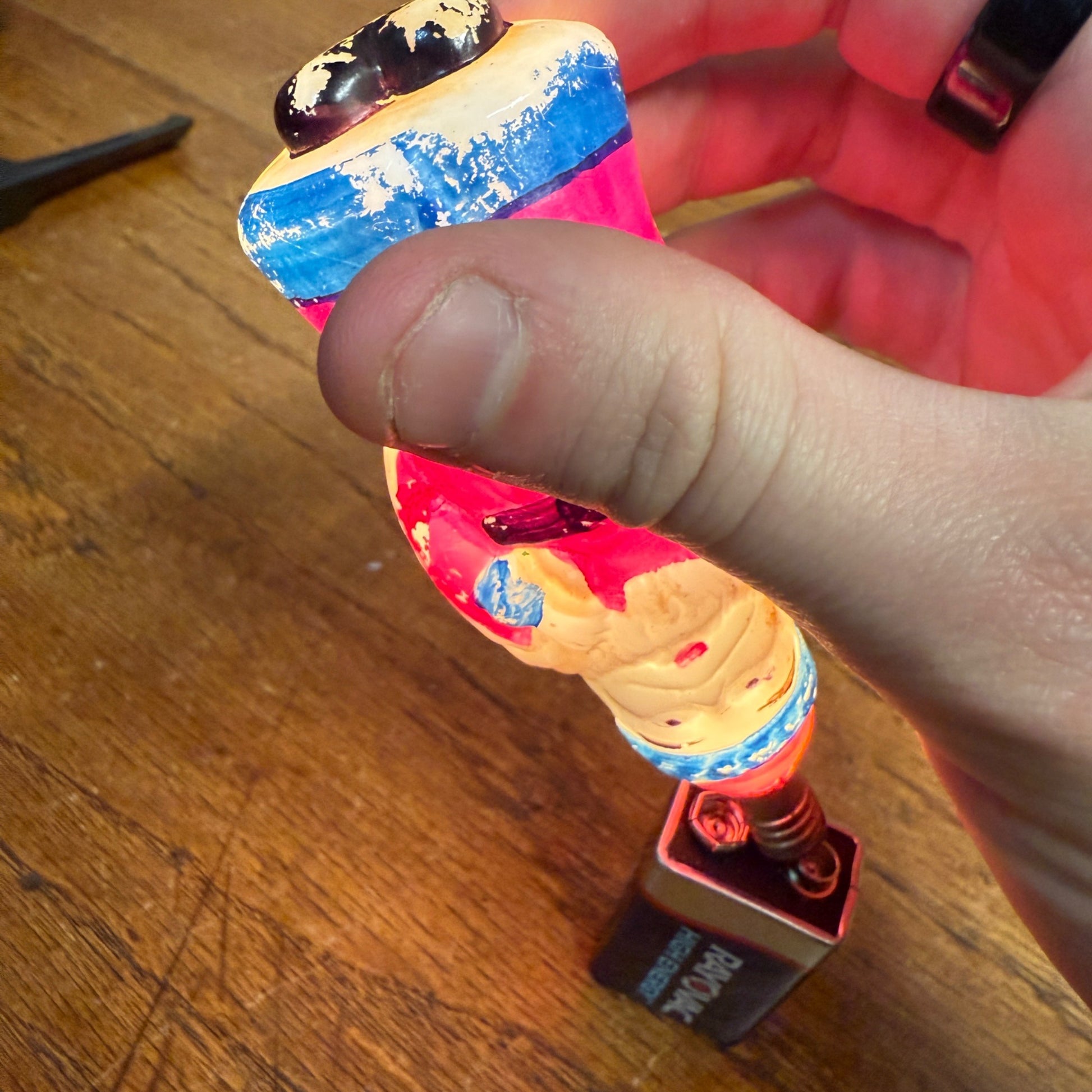 Vintage Christmas C6 Figural Glass Light Bulbs Santa, Chinese Lantern - Works!