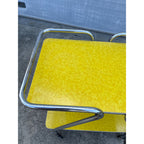 Vintage 1960s MCM Yellow Formica Bar Cart Rolling Beverage Table w/ Casters