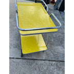 Vintage 1960s MCM Yellow Formica Bar Cart Rolling Beverage Table w/ Casters