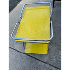 Vintage 1960s MCM Yellow Formica Bar Cart Rolling Beverage Table w/ Casters