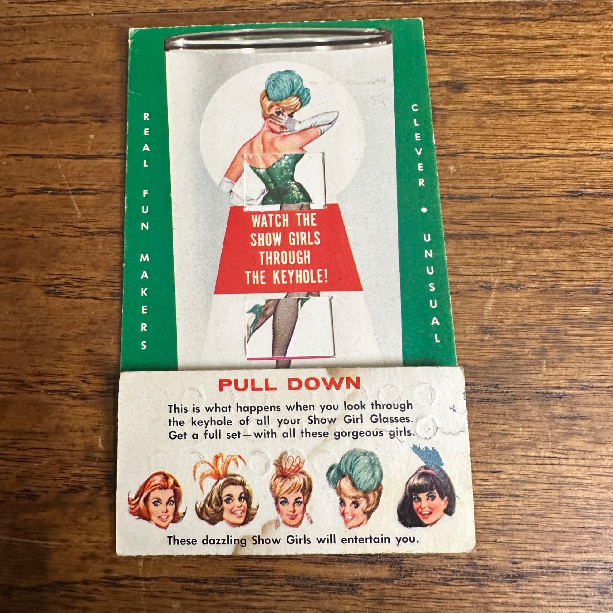 Vintage Mechanical Card Postcard Lucky Numbers Punch Card Pinup Girl Model