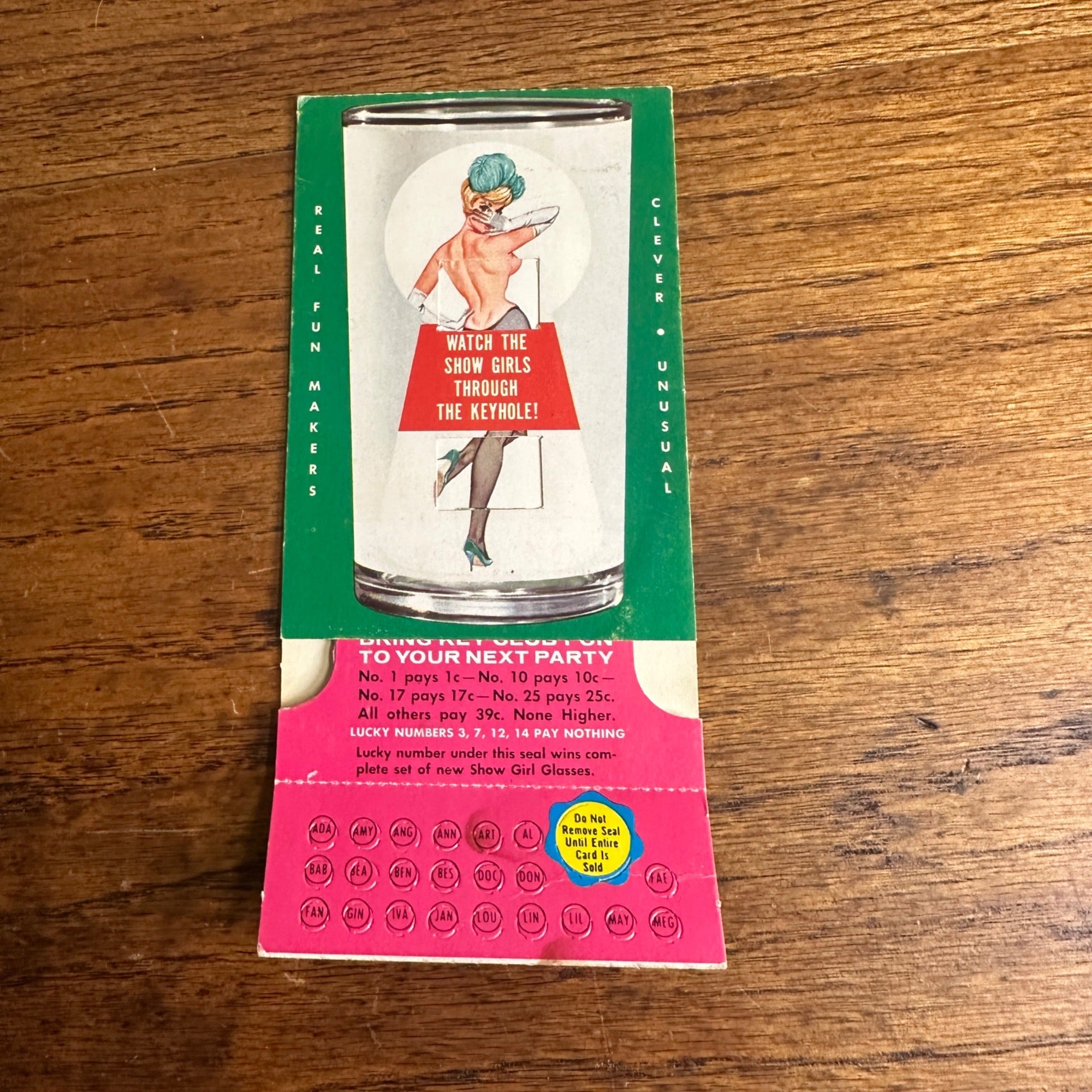 Vintage Mechanical Card Postcard Lucky Numbers Punch Card Pinup Girl Model