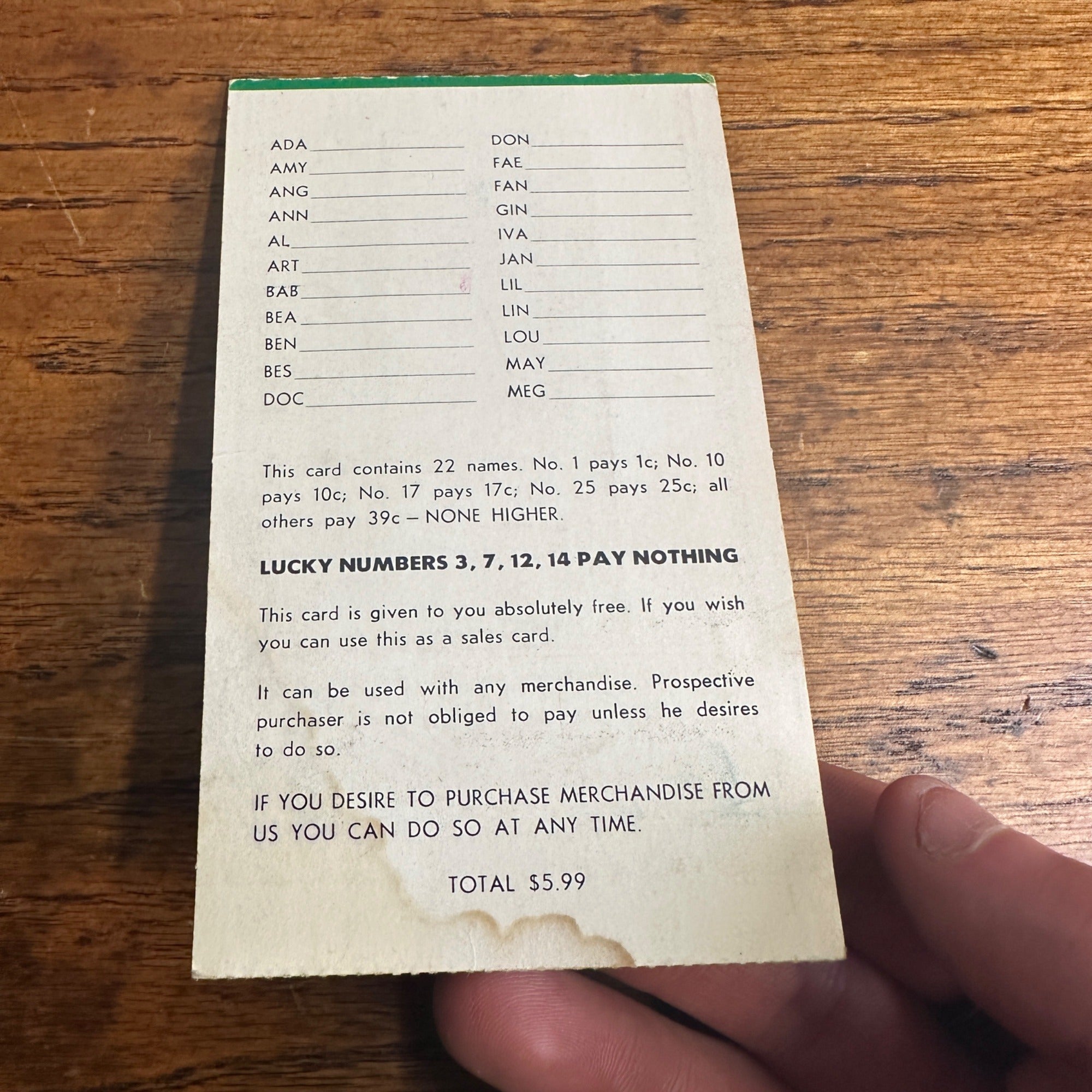 Vintage Mechanical Card Postcard Lucky Numbers Punch Card Pinup Girl Model