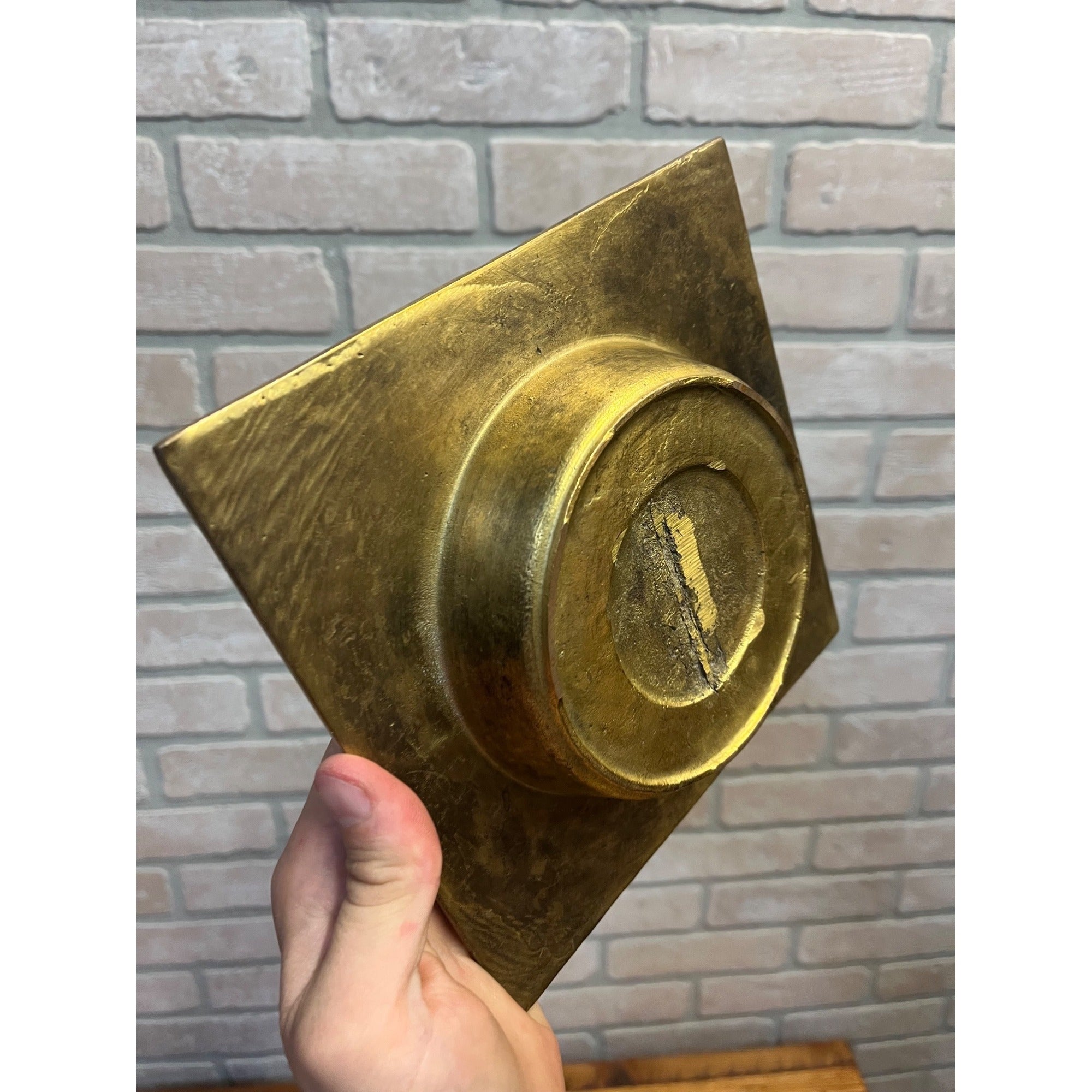 Vintage Brass Orante Floral Coffee Table Cigar Ashtray Square Mid Century