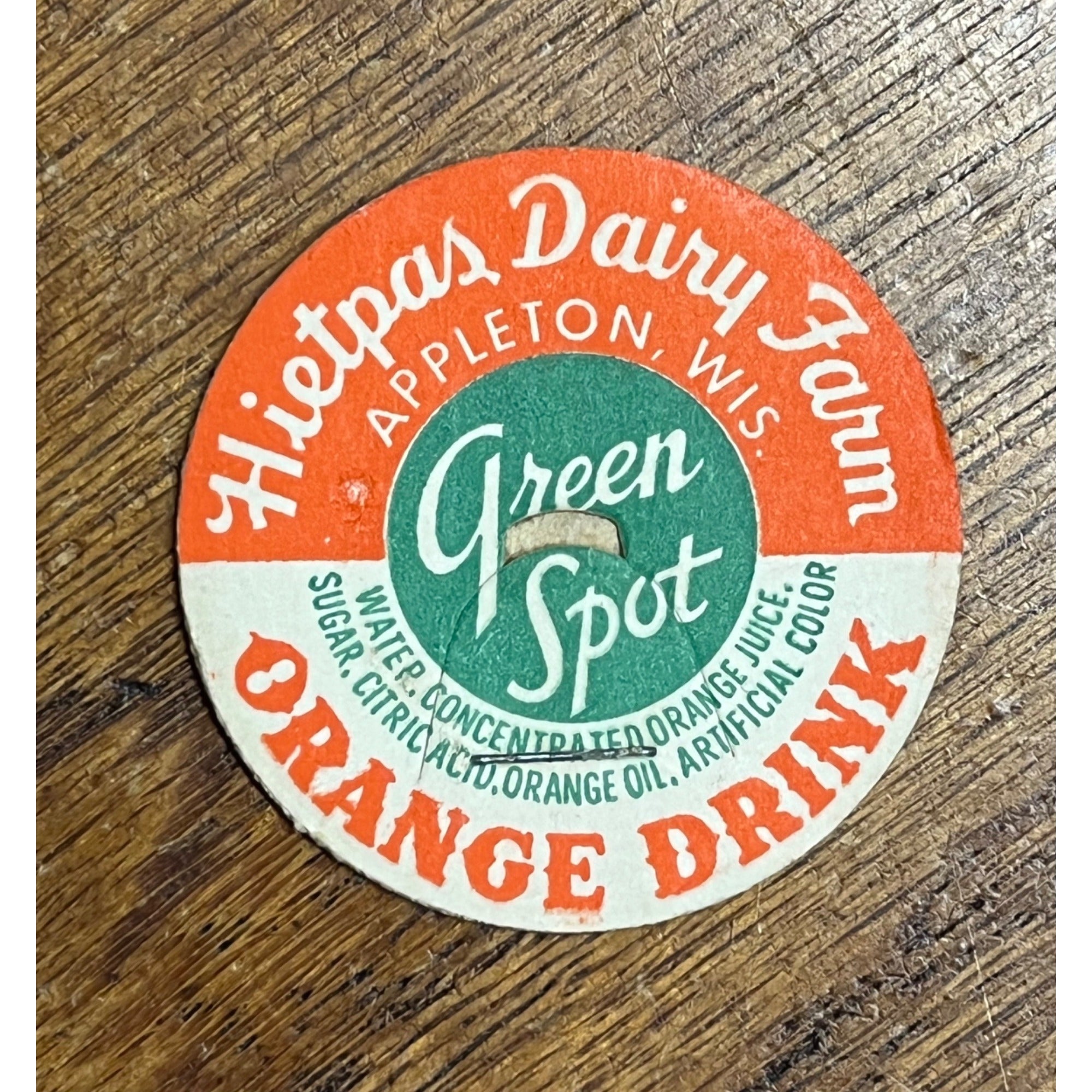 Hieptas Dairy Orange Drink Milk Cap Appleton Wis WI