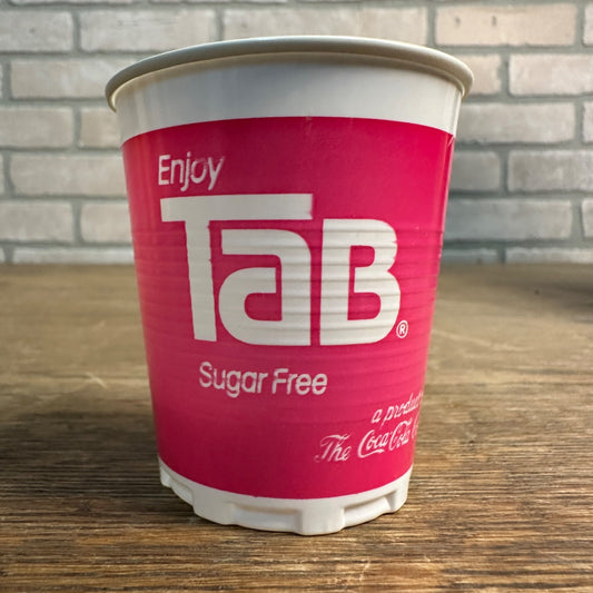 Vintage Enjoy Tab Coca Cola Pink Sample Soda Promotional Cup 4oz