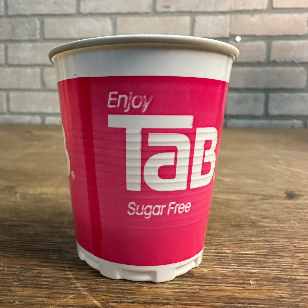 Vintage Enjoy Tab Coca Cola Pink Sample Soda Promotional Cup 4oz