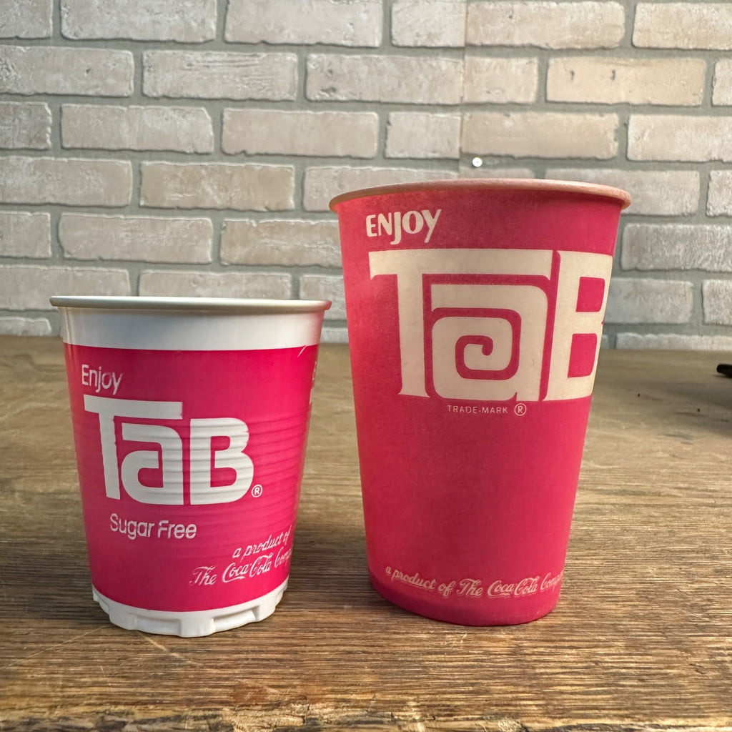 Vintage Enjoy Tab Coca Cola Pink Sample Soda Promotional Cup 4oz