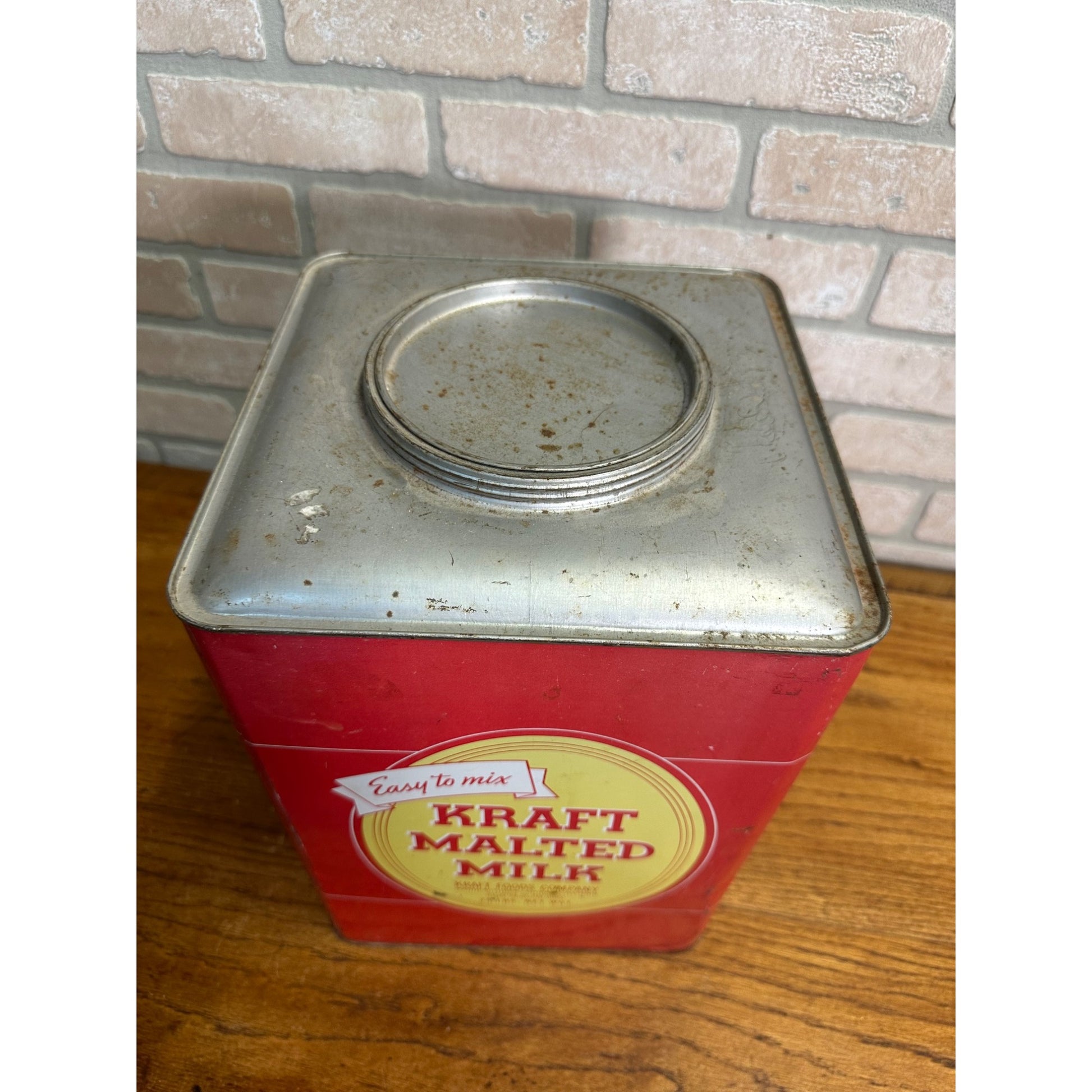 Vintage Kraft's Malted Mix Large Kitchen Advertising Tin 25lbs Red Chicago