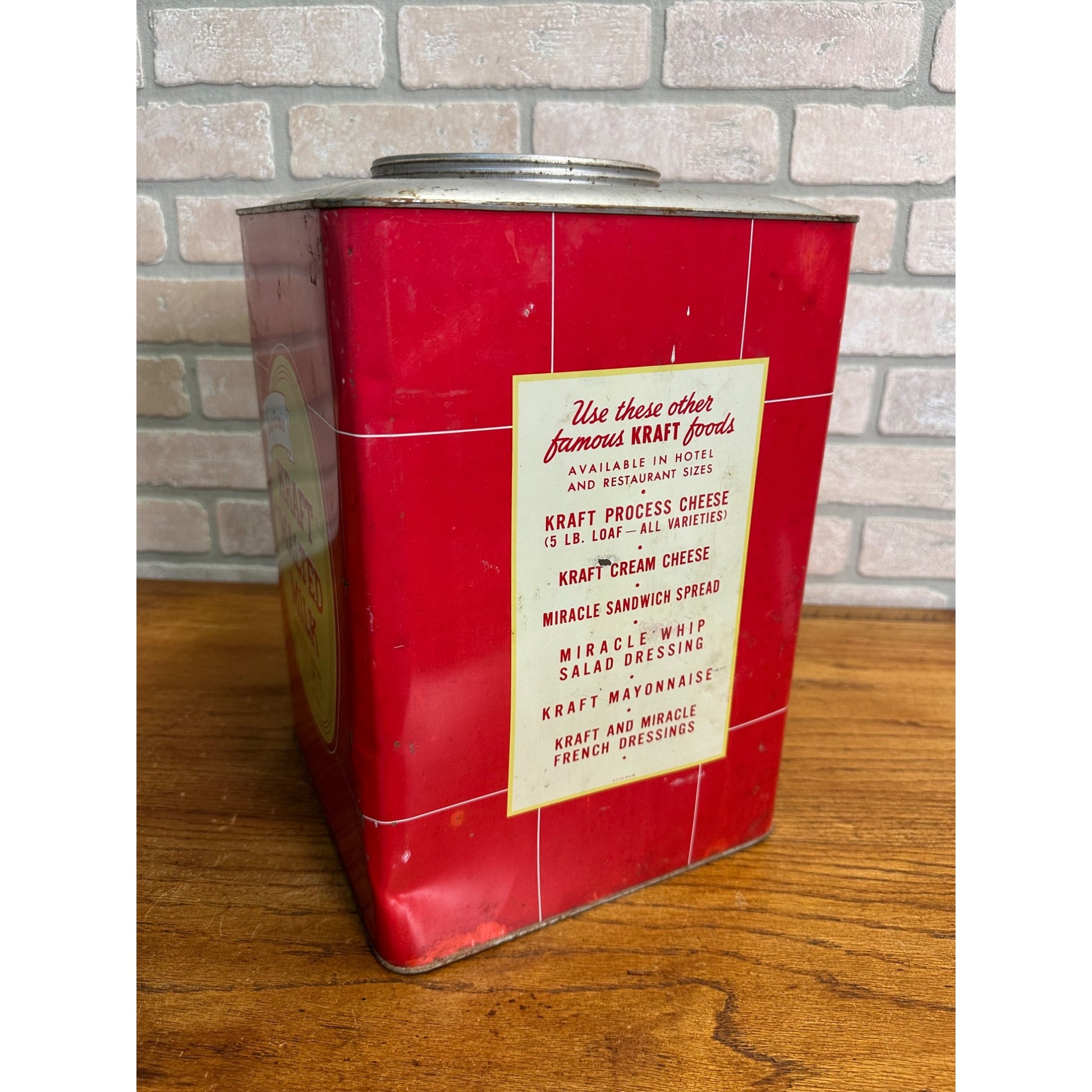 Vintage Kraft's Malted Mix Large Kitchen Advertising Tin 25lbs Red Chicago