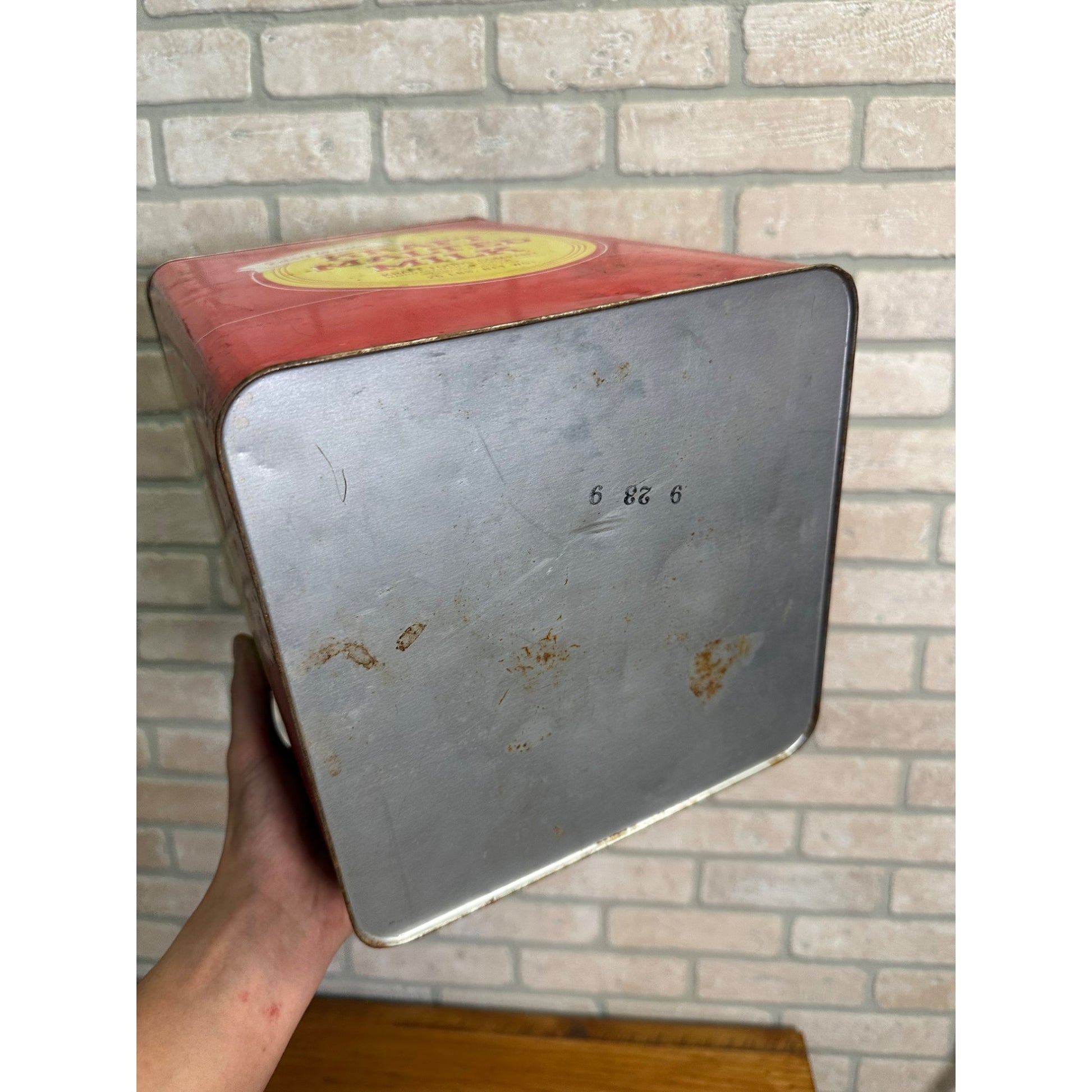 Vintage Kraft's Malted Mix Large Kitchen Advertising Tin 25lbs Red Chicago