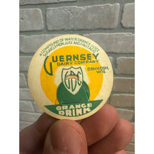 Milk Bottle Cap - Guernsey Dairy Co GDC - Oshkosh, (Wisconsin) Wis WI - Orange Drink