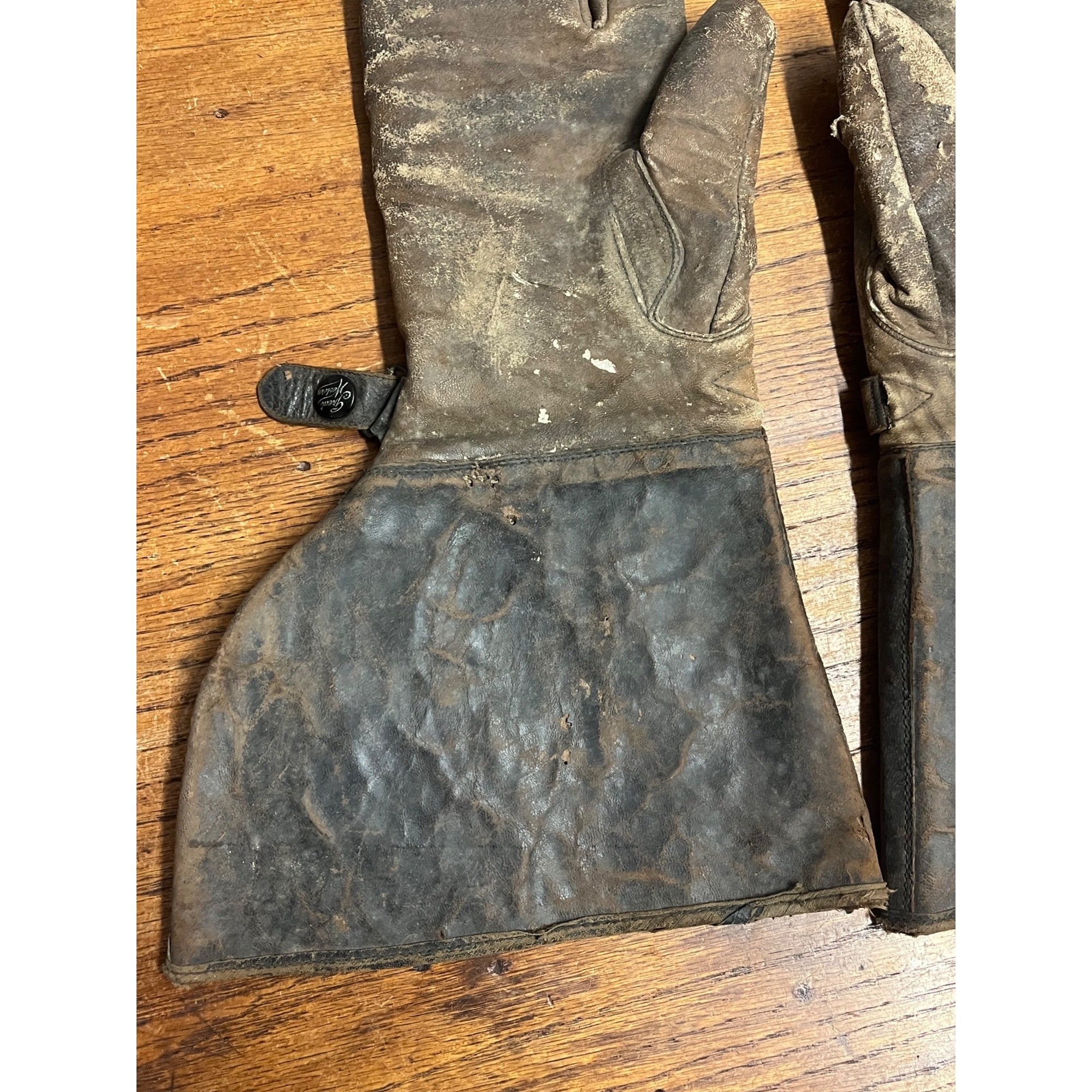 Vintage c1920s"Great Western" Brand Leather Motorcycle Riding Gauntlet Gloves