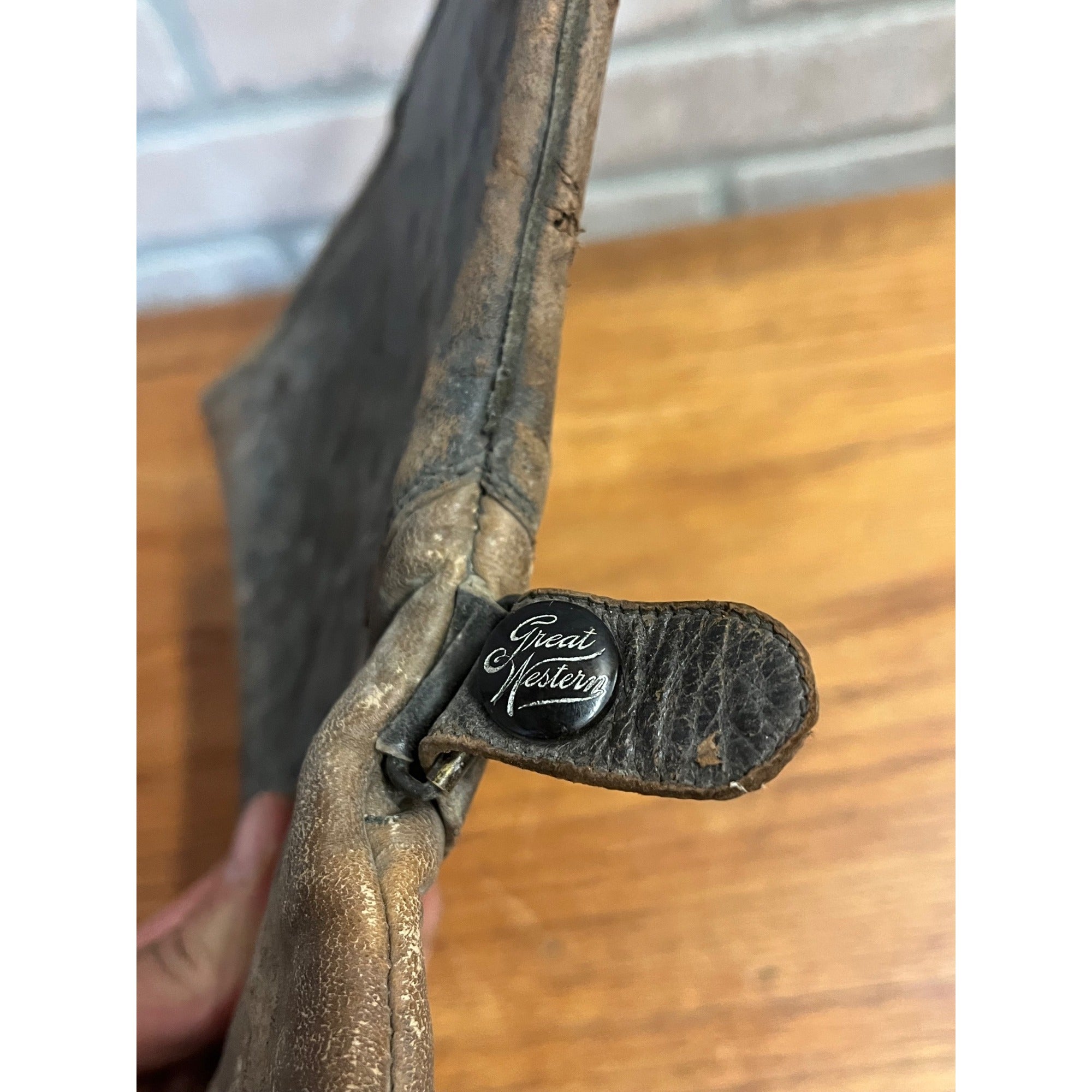Vintage c1920s"Great Western" Brand Leather Motorcycle Riding Gauntlet Gloves
