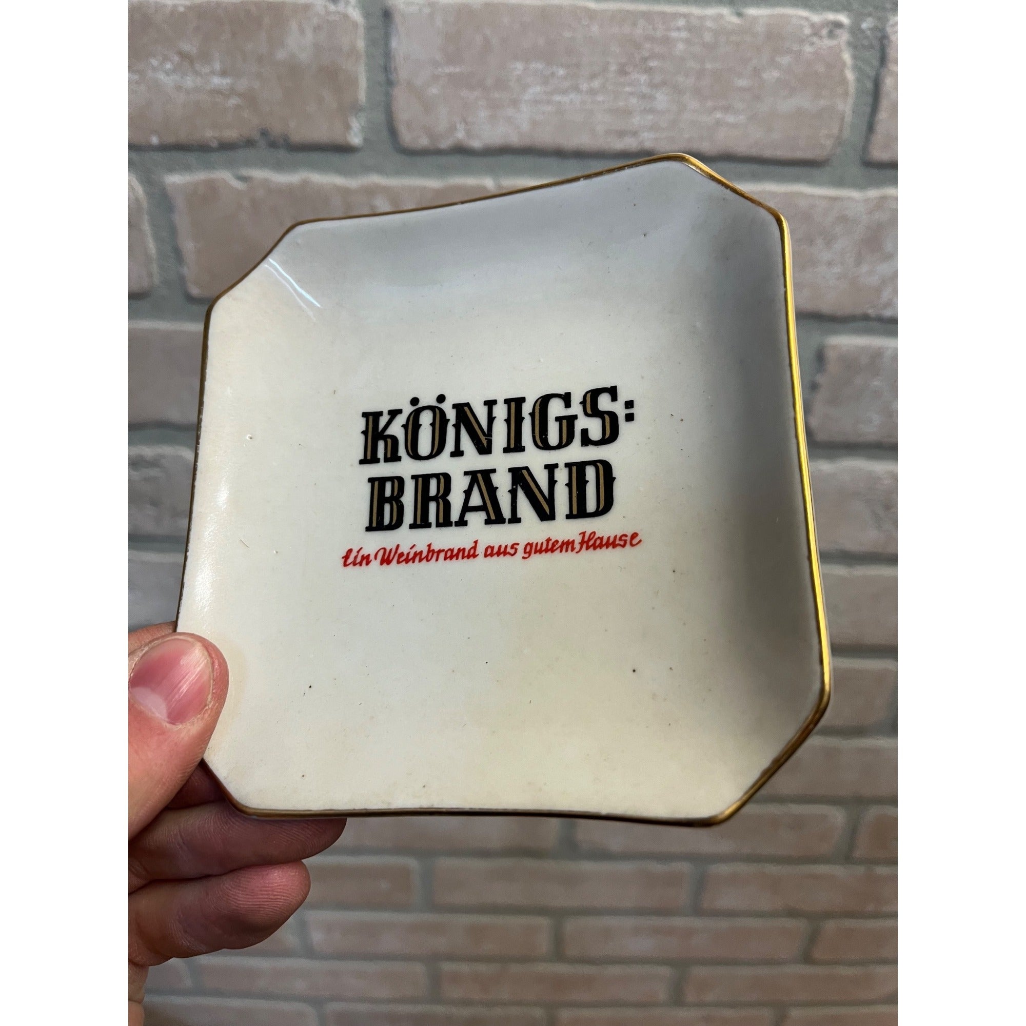 Vintage Konigs Brand Advertising Liquor Ashtray Ceramic Bavaria