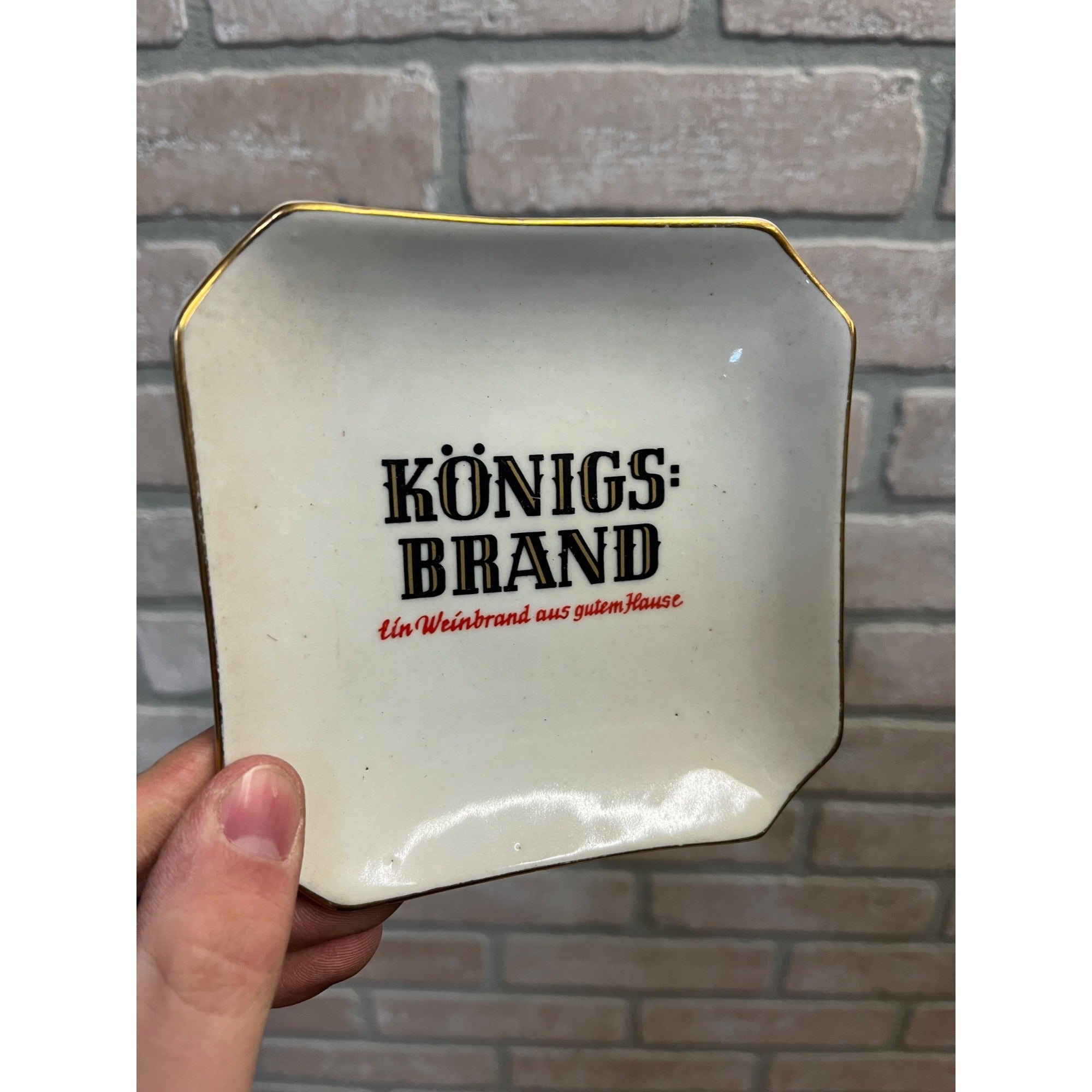 Vintage Konigs Brand Advertising Liquor Ashtray Ceramic Bavaria
