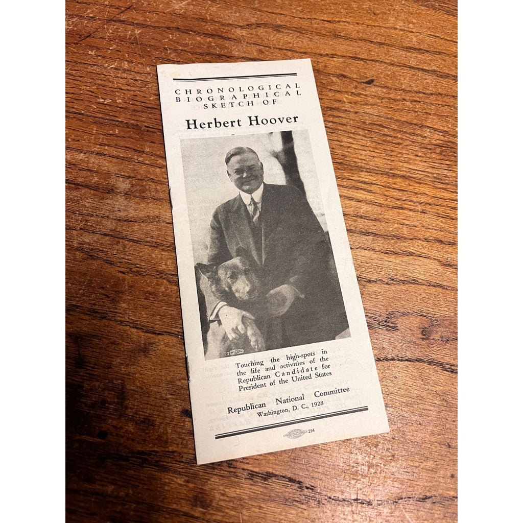 Vintage 1928 Herbert Hoover Republican National Committee Biography Campaign Brochure