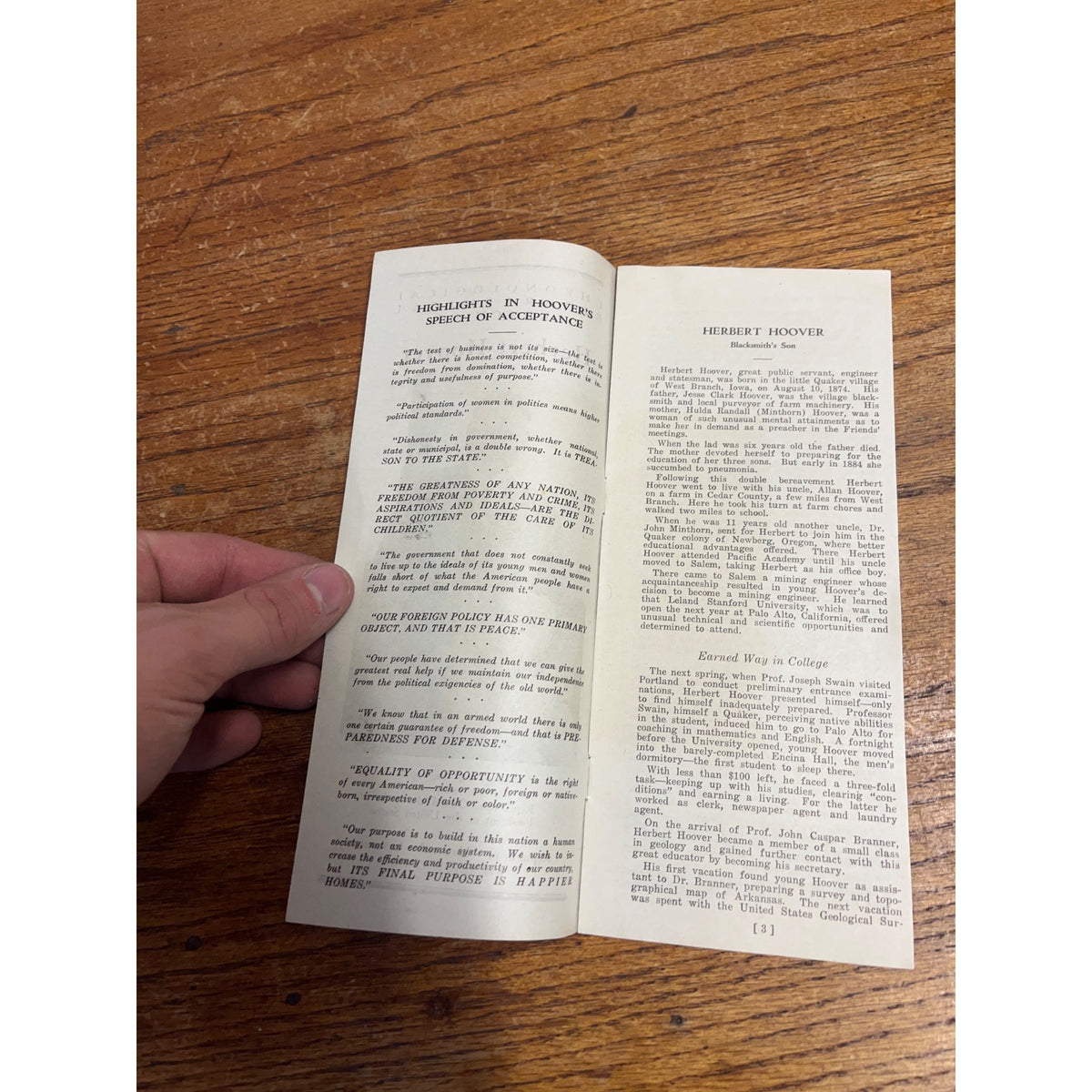 Vintage 1928 Herbert Hoover Republican National Committee Biography Campaign Brochure