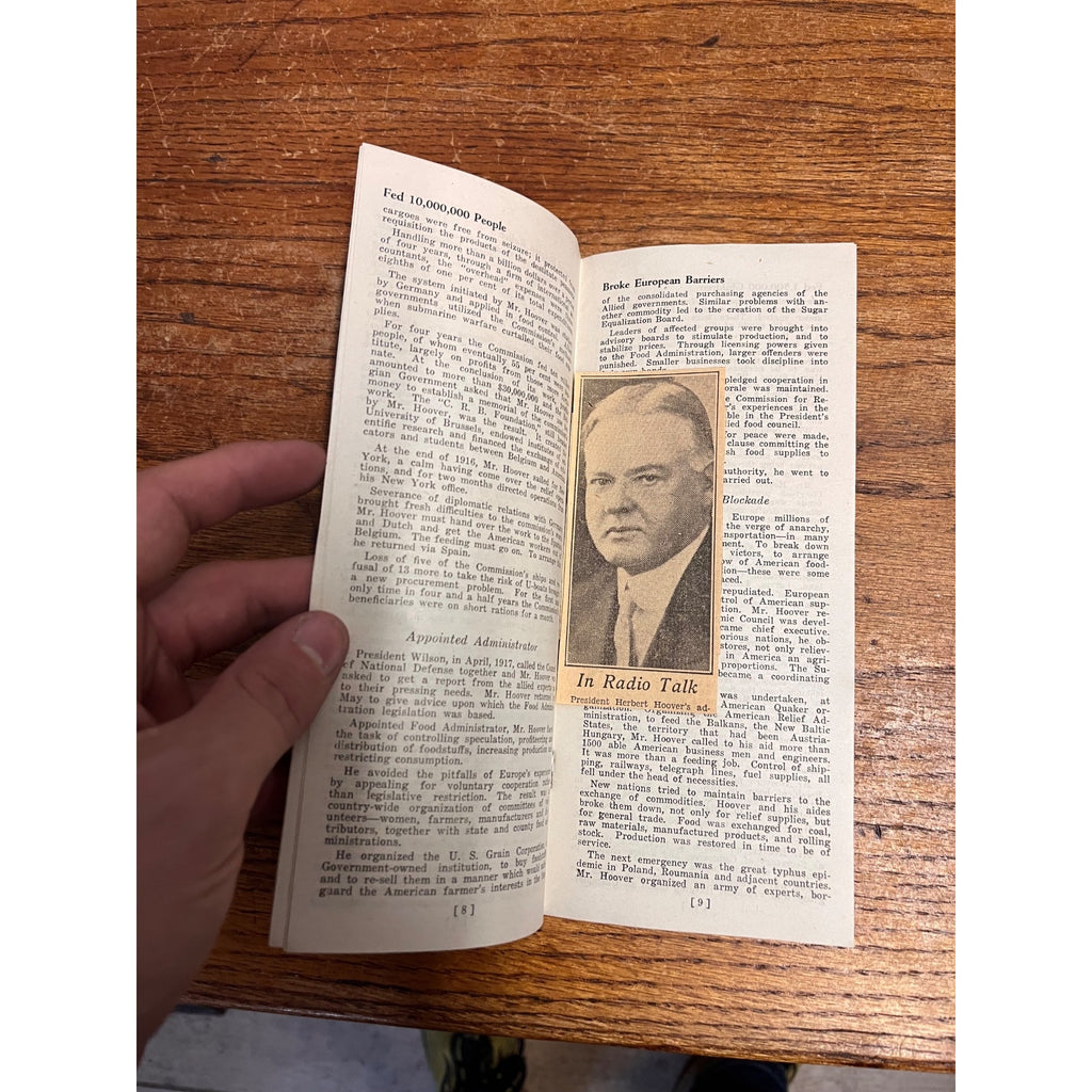 Vintage 1928 Herbert Hoover Republican National Committee Biography Campaign Brochure