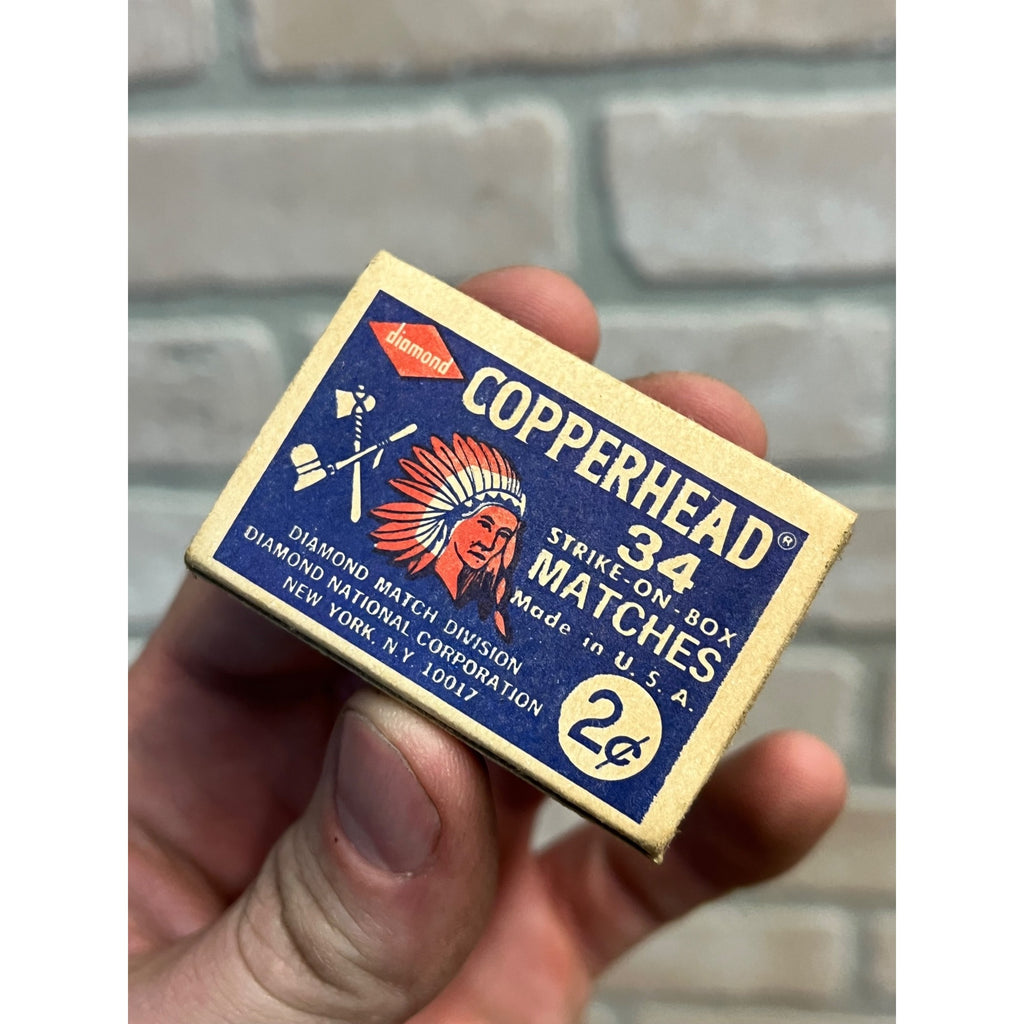 Vintage Copperhead Impregnated Diamond Strike On Box Matches w/ Matches