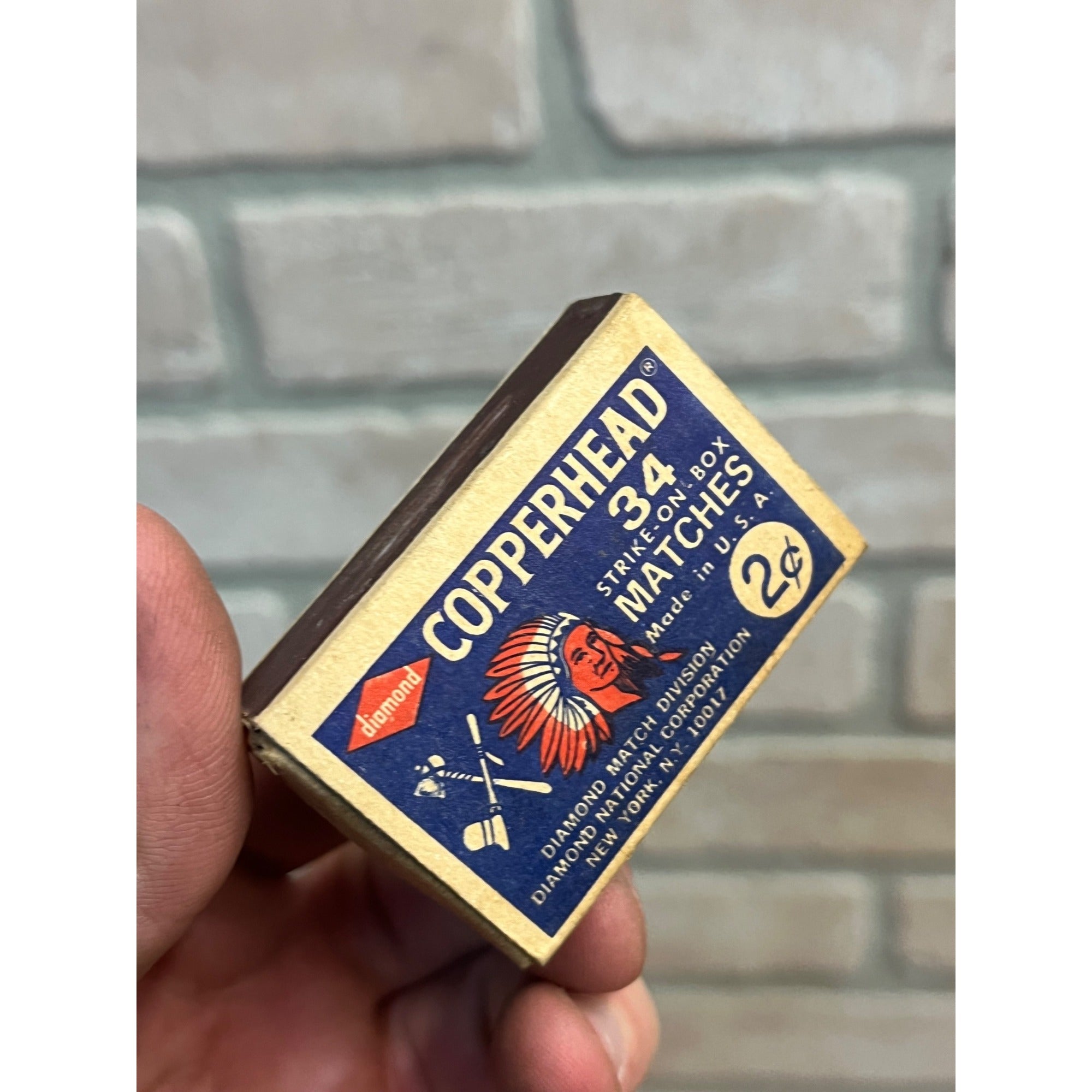 Vintage Copperhead Impregnated Diamond Strike On Box Matches w/ Matches