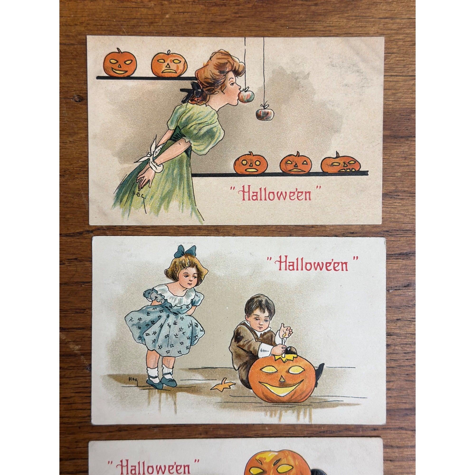 Vintage Halloween Postcards Lot (3) Leubrie & Elkus Series 2214 JOL Boy Girl