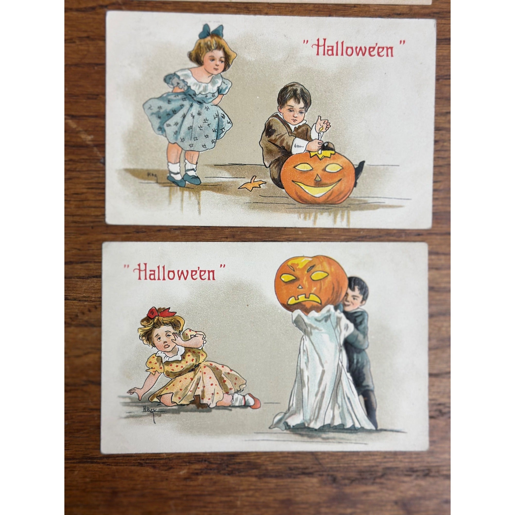 Vintage Halloween Postcards Lot (3) Leubrie & Elkus Series 2214 JOL Boy Girl