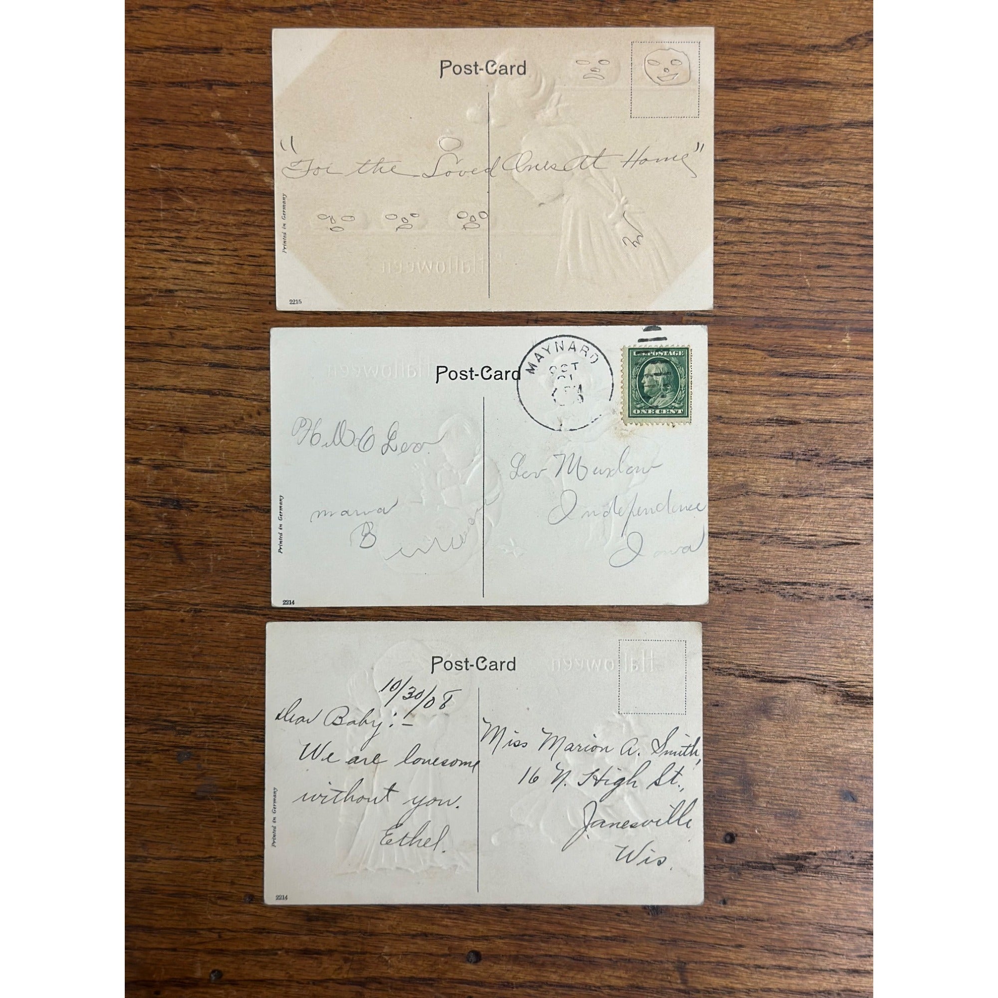 Vintage Halloween Postcards Lot (3) Leubrie & Elkus Series 2214 JOL Boy Girl