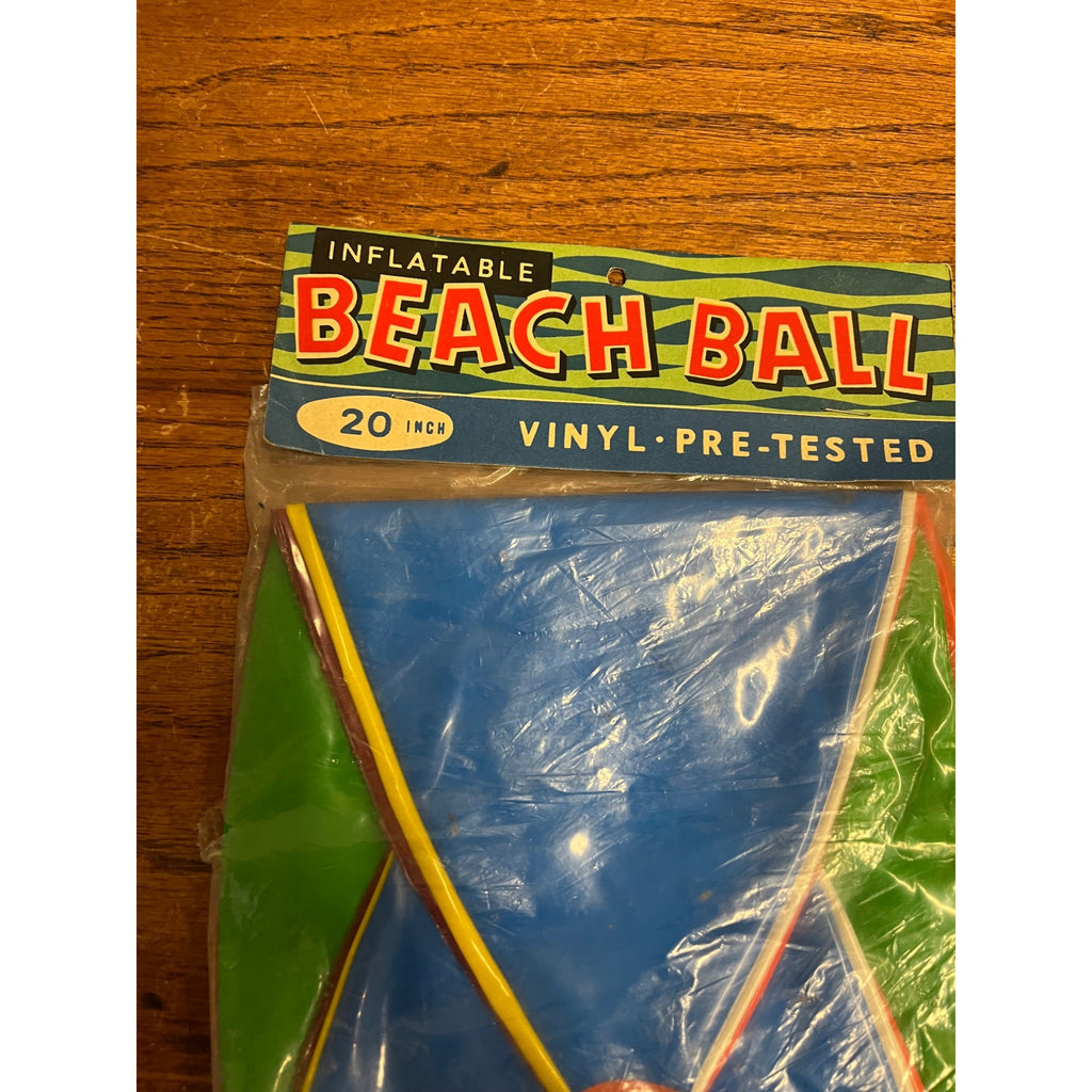 Vintage 1950s Vinyl Inflatable Beach Ball Pool Toy 20" NOS NEW - Korea