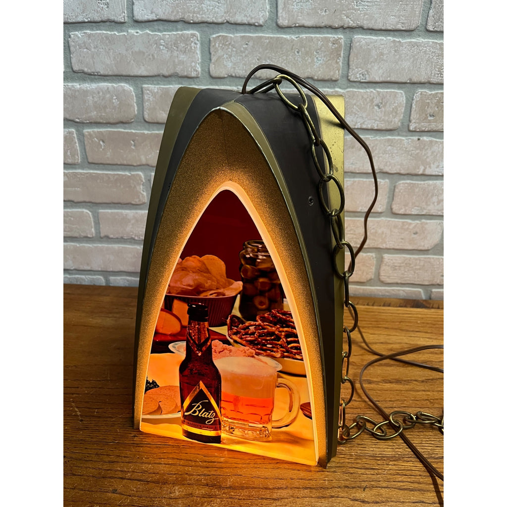 Vintage 1960s Blatz Milwaukee Beer Lighted Hanging Rotating Motion Bar Sign