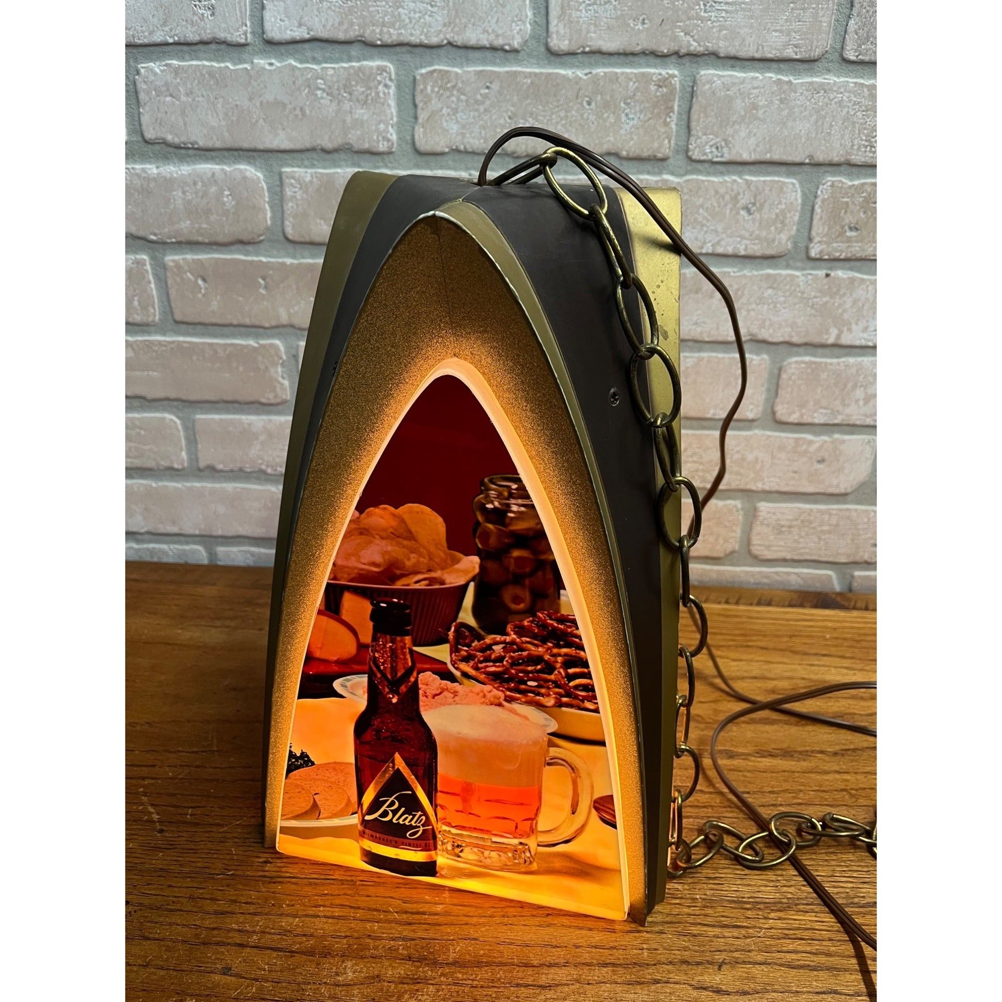 Vintage 1960s Blatz Milwaukee Beer Lighted Hanging Rotating Motion Bar Sign