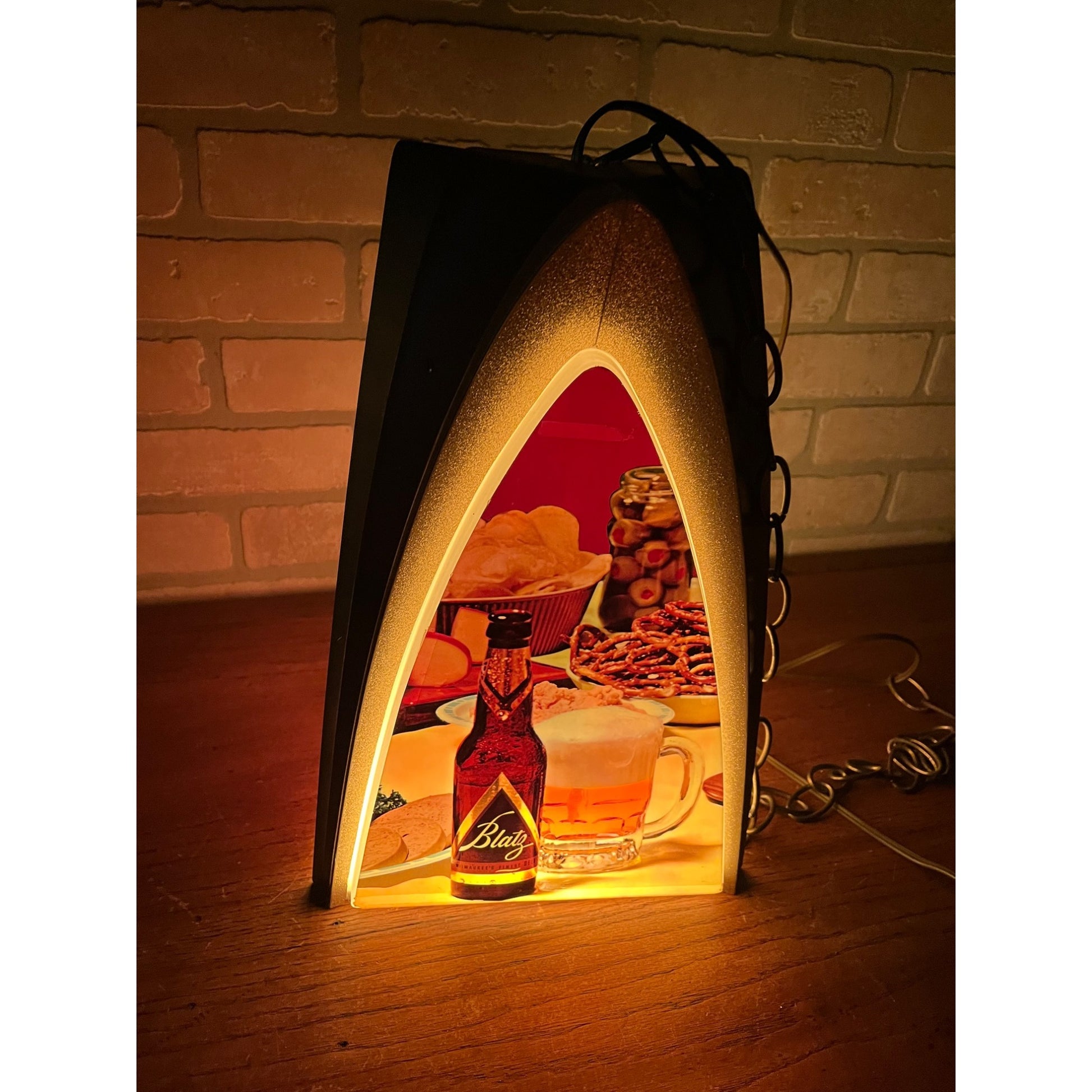 Vintage 1960s Blatz Milwaukee Beer Lighted Hanging Rotating Motion Bar Sign