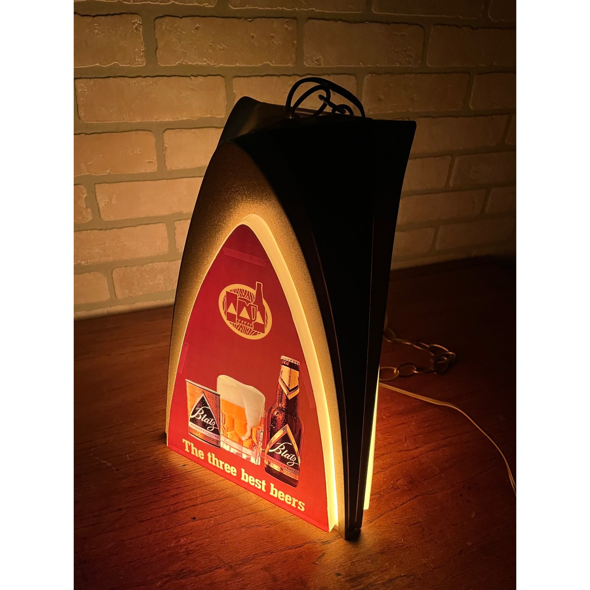 Vintage 1960s Blatz Milwaukee Beer Lighted Hanging Rotating Motion Bar Sign