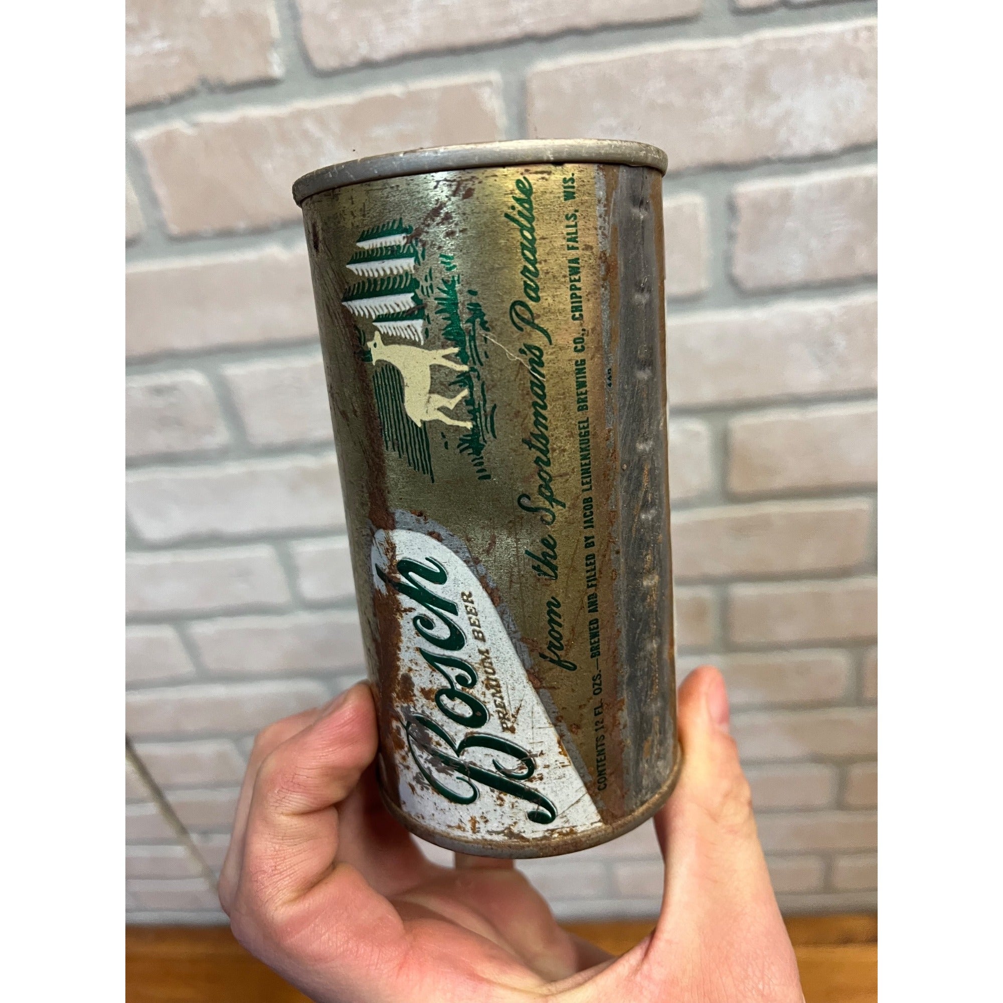 Vintage Bosch Houghton Mi Flat Top Beer Can , Empty - As-Is - Fair Cond.