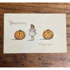Vintage Halloween Postcard Greeting Girl & JOL Jack O Lanterns Gibson Art Co.