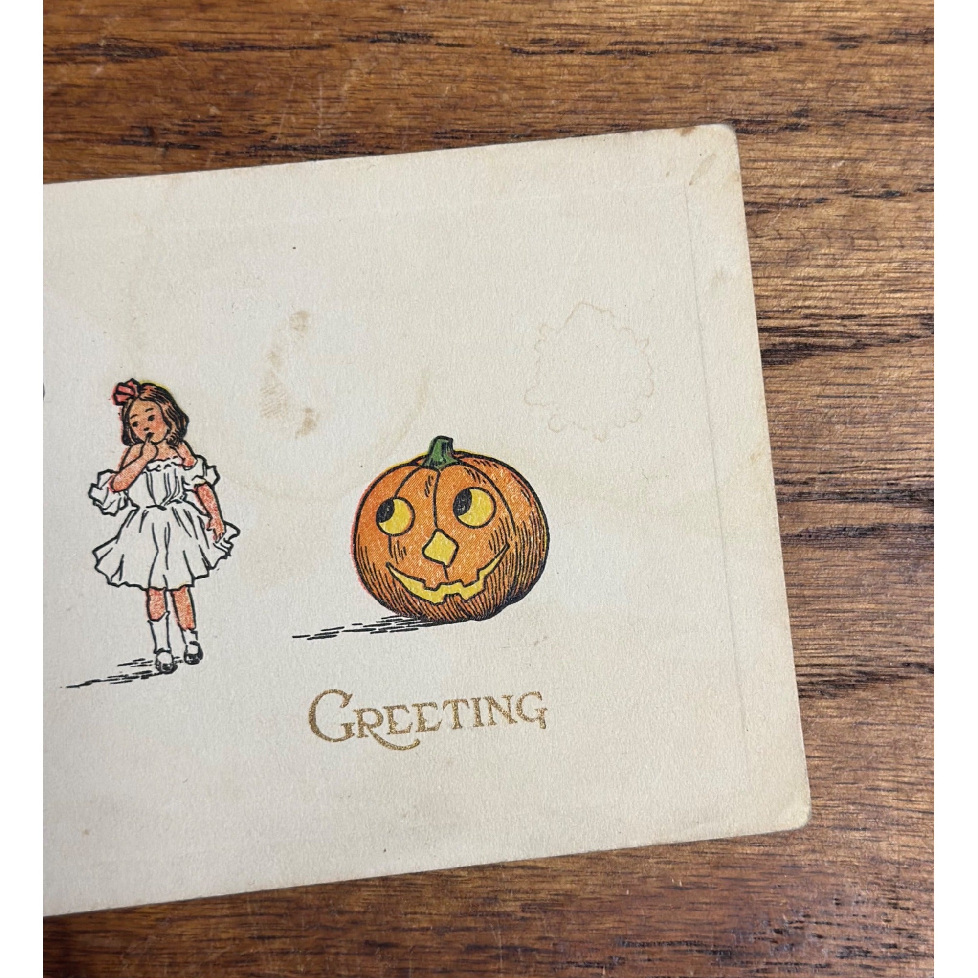 Vintage Halloween Postcard Greeting Girl & JOL Jack O Lanterns Gibson Art Co.