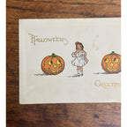 Vintage Halloween Postcard Greeting Girl & JOL Jack O Lanterns Gibson Art Co.