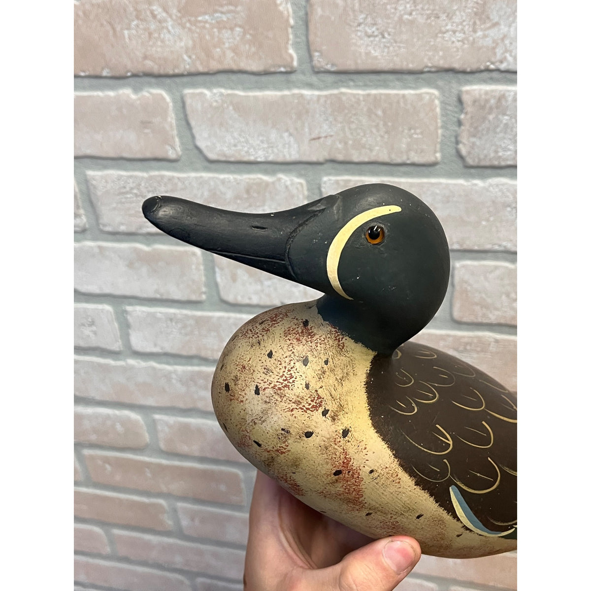 Vintage Art Bergman Pair Blue-Winged Teal Wooden Duck Decoys Van Dyne WI Wis