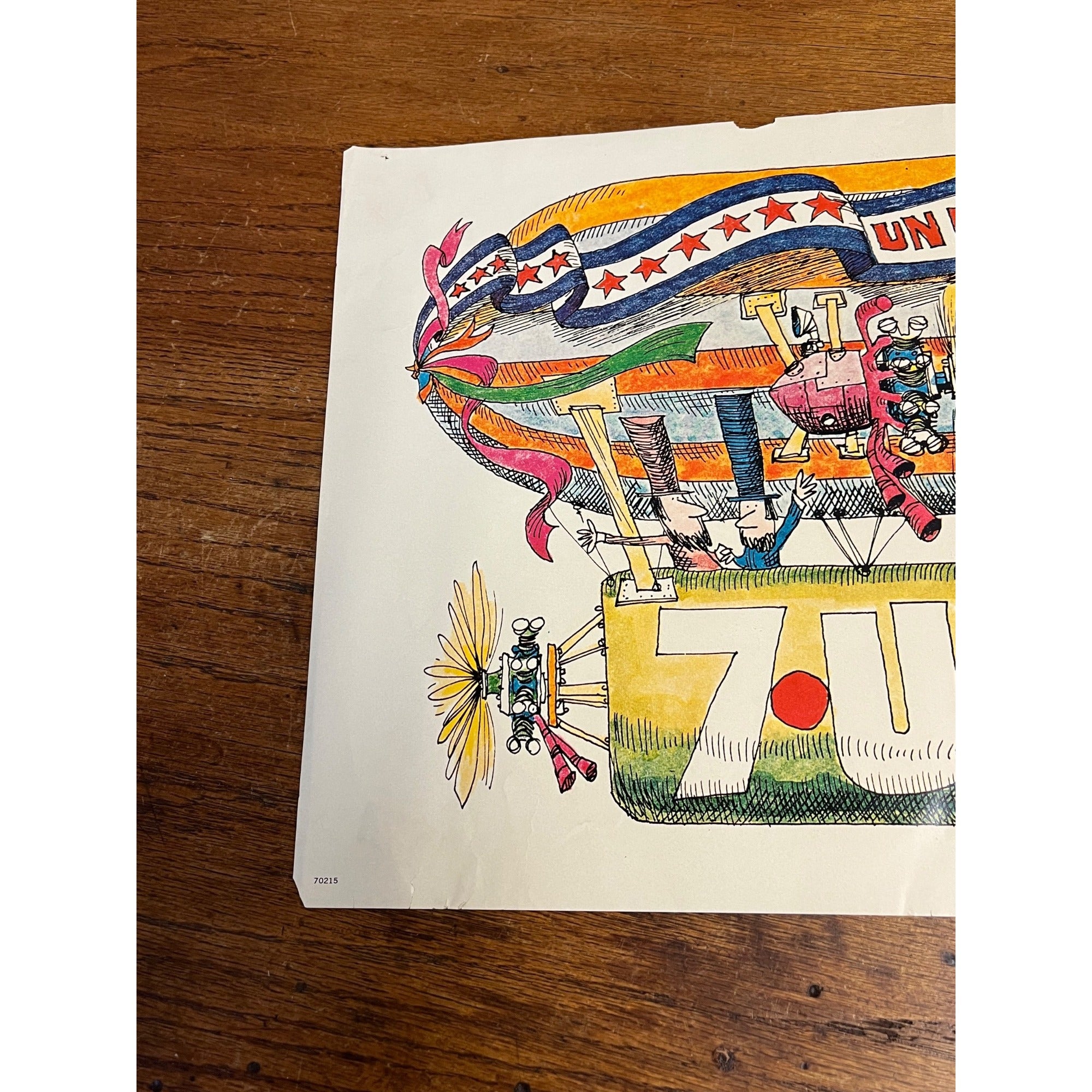 Original Vintage 1970s 7UP "Un Un and Away" Bob Taylor Seven-Up Poster 21" x 11"