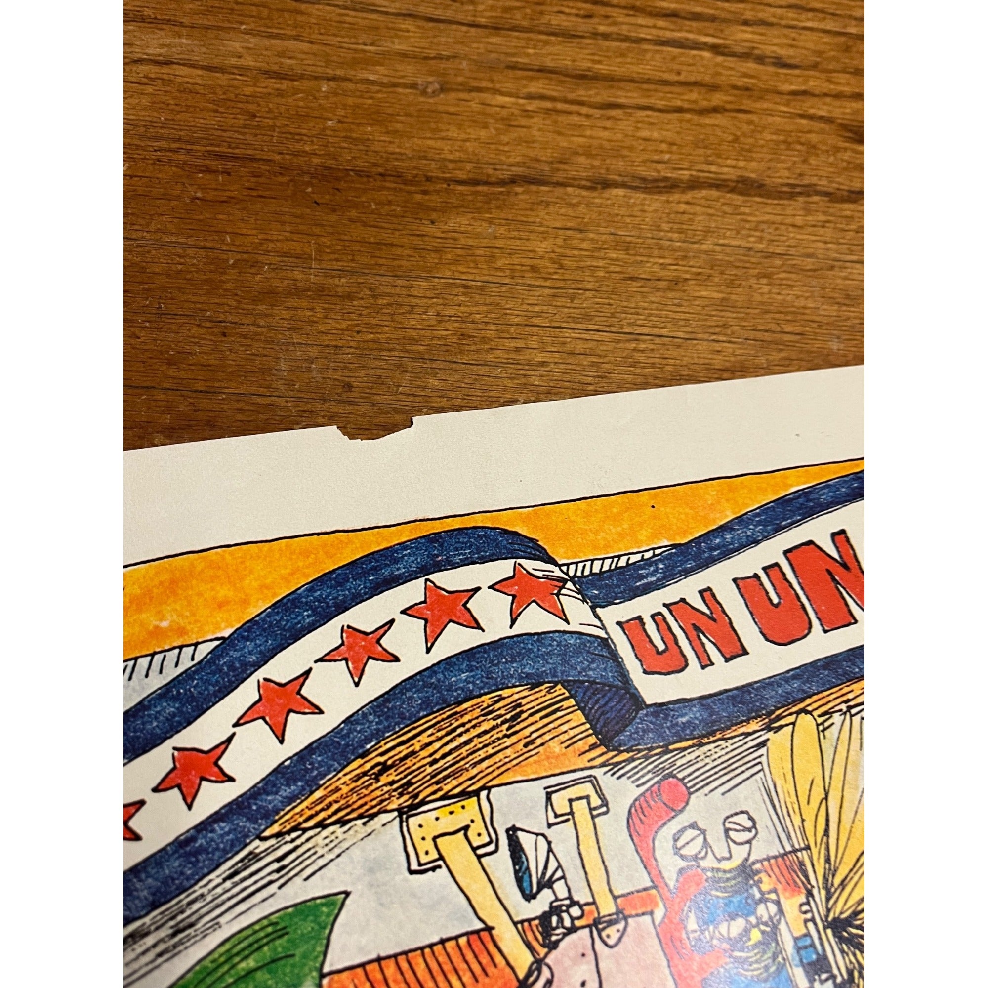Original Vintage 1970s 7UP "Un Un and Away" Bob Taylor Seven-Up Poster 21" x 11"