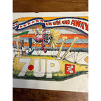 Original Vintage 1970s 7UP "Un Un and Away" Bob Taylor Seven-Up Poster 21" x 11"