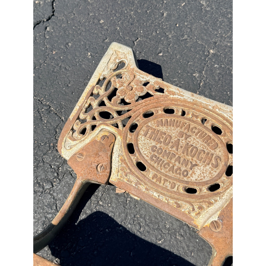 Original 1900s Theo a Kochs Barber Chair Foot Rest Assembly Replacement Part