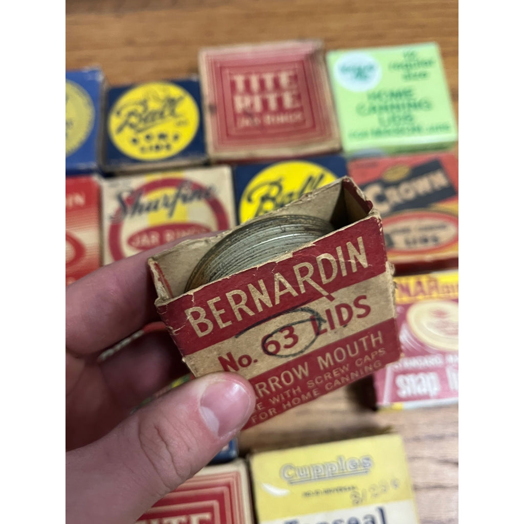 Vintage Collection Huge Lot Fruit Glass Jar Rings & Lid Boxes BALL Royal